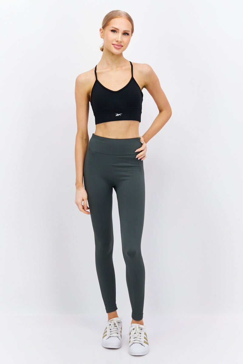 Reebok Women Brand Logo Padded Sports Bra, Black - Image 2